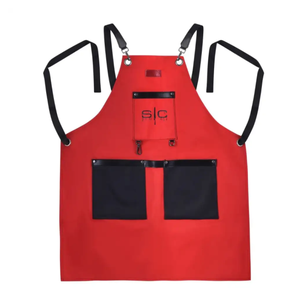StyleCraft - PROFESSIONAL HEAVY WEIGHT WATERPROOF BARBER OR SALON HAIR CUTTING APRON RED/BLACK