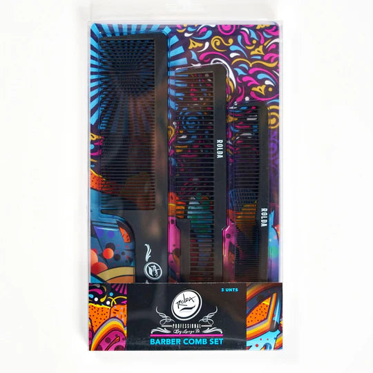 Rolda - Barber Hair Styling Comb Kit | 3-Pack Black