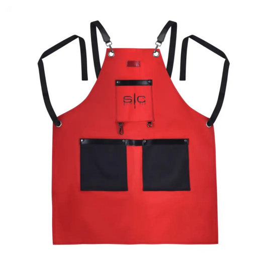 StyleCraft - PROFESSIONAL HEAVY WEIGHT WATERPROOF BARBER OR SALON HAIR CUTTING APRON RED/BLACK